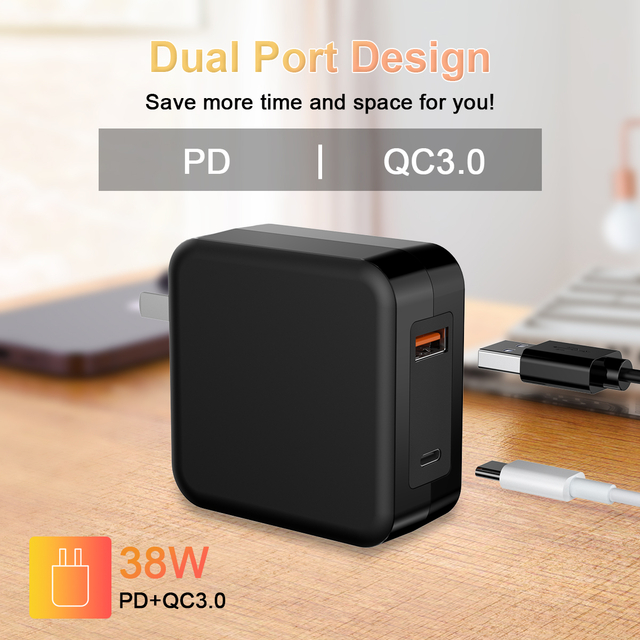 Allkei UK US EU AU High Speed Folding Multi Dual 2 Ports Pd20w Qc 18w Double USB Type C PD Port Wall Charger for IPhone Samsung