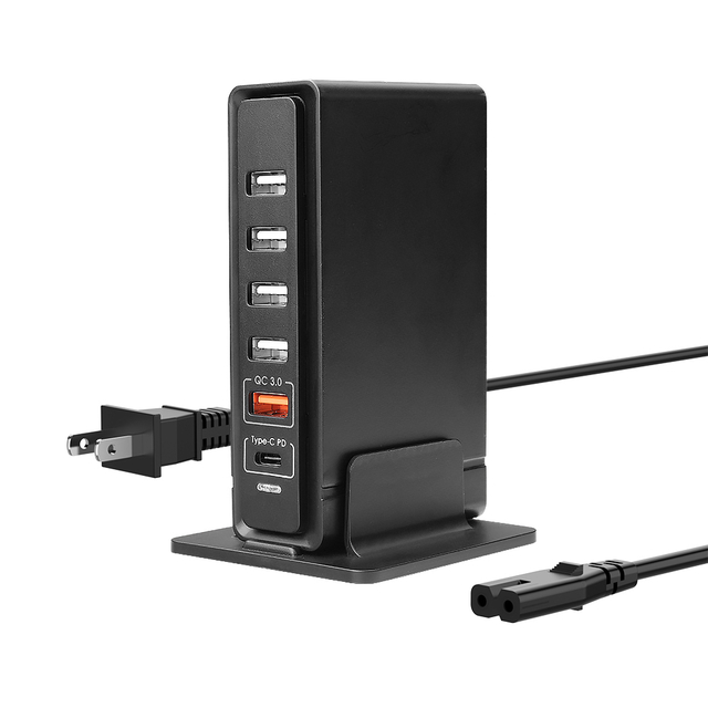 Allkei 6 Port 58W QC 3.0 Type C PD 20W USB Fast Charger Travel Adapter Mobile Phone Wall Charger