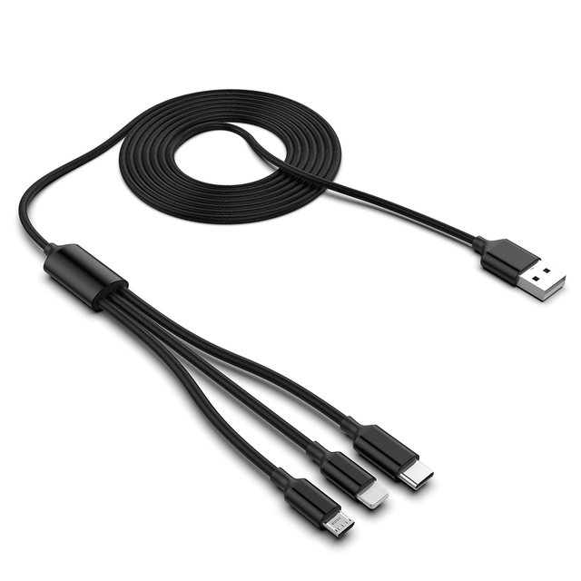 Allkei Multi 3 in 1 USB IPhone Charging Cable Nylon Braided Universal Phone Charger Cord USB C Micro USB Lightning Connector Adapter