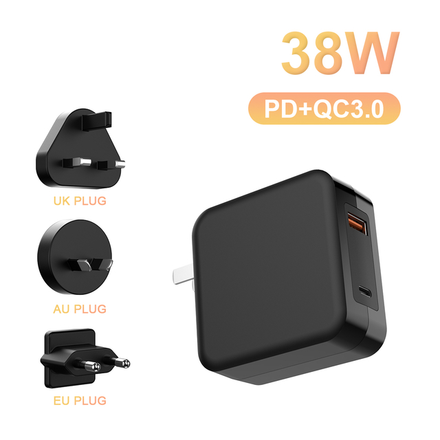 Allkei UK US EU AU High Speed Folding Multi Dual 2 Ports Pd20w Qc 18w Double USB Type C PD Port Wall Charger for IPhone Samsung